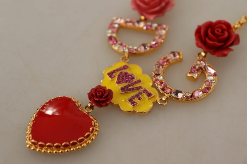 Dolce & Gabbana Glamorous Gold Crystal Charm Necklace - Image 6