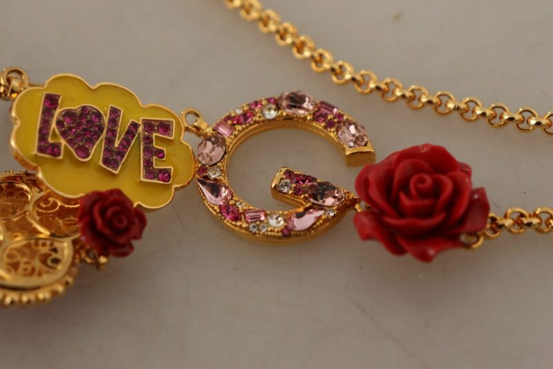 Dolce & Gabbana Glamorous Gold Crystal Charm Necklace - Image 7