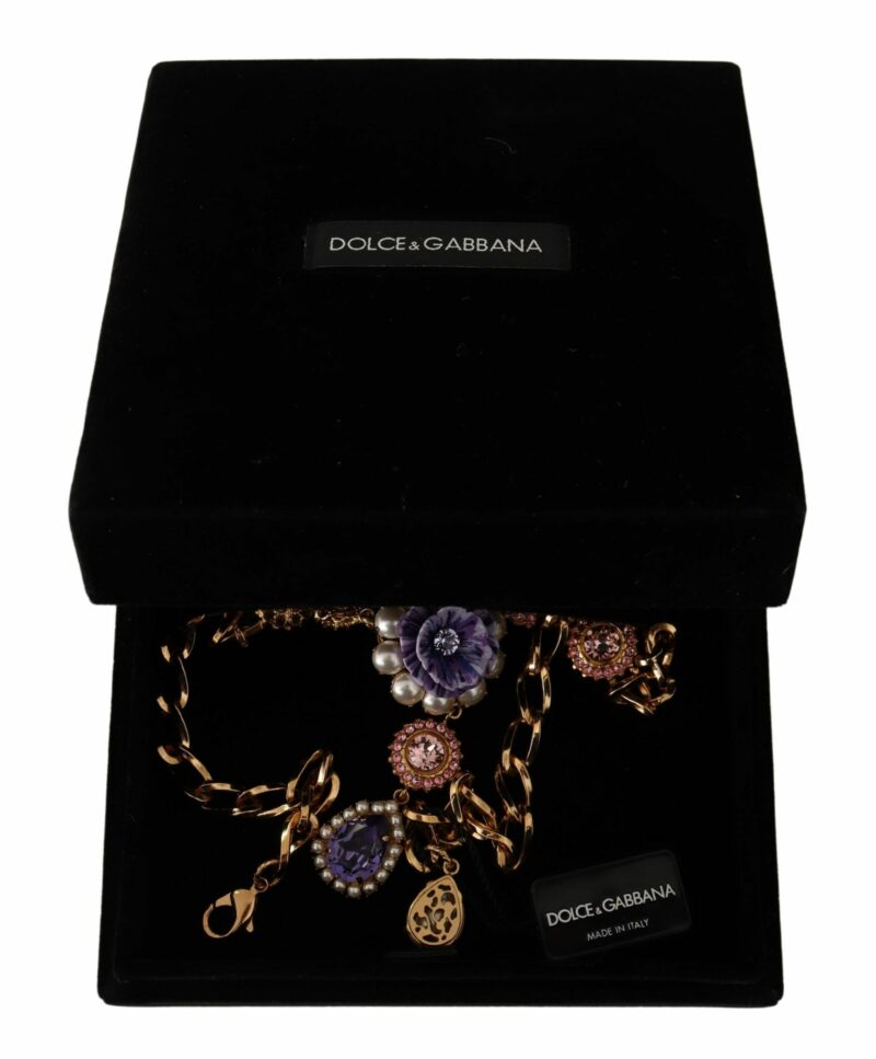 Dolce & Gabbana Elegant Floral Crystal Statement Necklace - Image 8