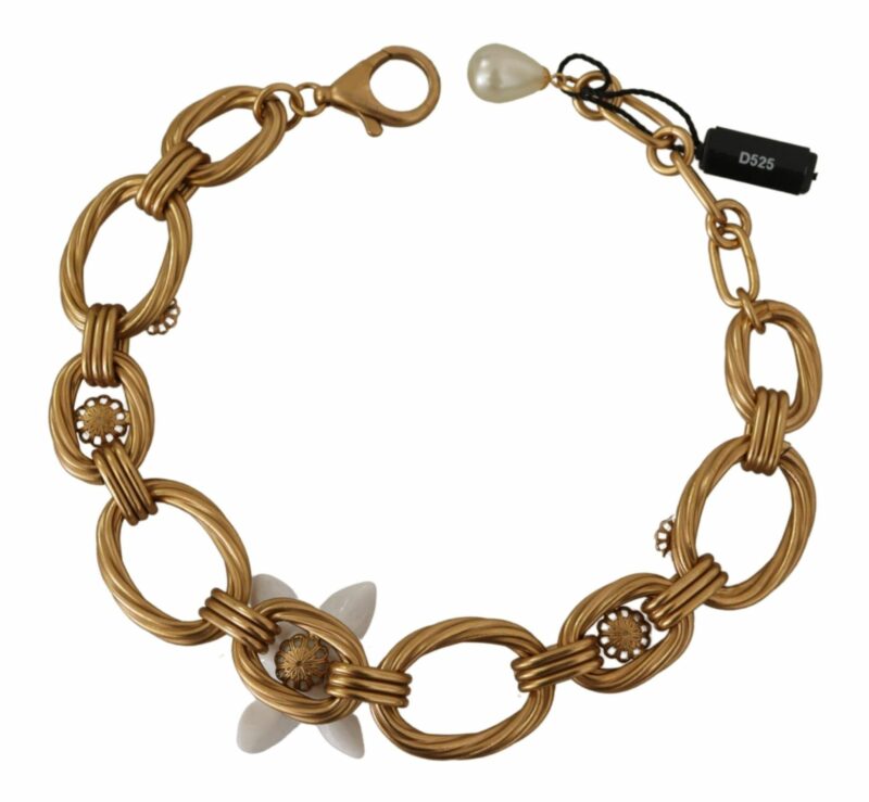 Dolce & Gabbana Elegant Gold Lilly Flower Pendant Necklace - Image 3