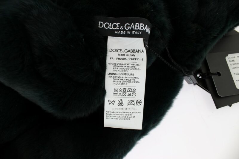 Dolce & Gabbana Exclusive Green Weasel Fur Hooded Scarf - Image 7