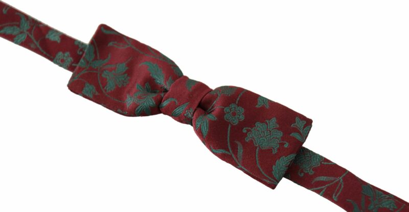 Dolce & Gabbana Elegant Maroon Patterned Bow Tie - Image 2