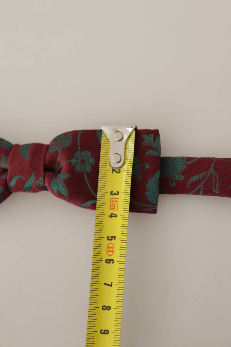 Dolce & Gabbana Elegant Maroon Patterned Bow Tie - Image 5