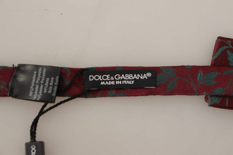 Dolce & Gabbana Elegant Maroon Patterned Bow Tie - Image 6