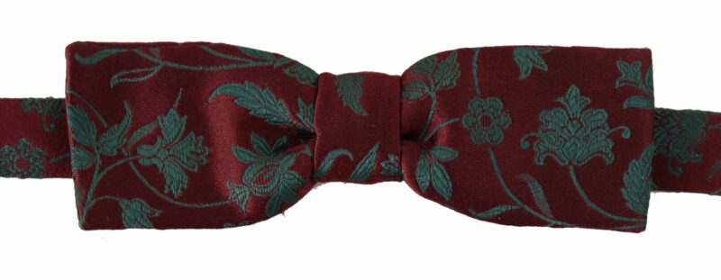 Dolce & Gabbana Elegant Maroon Patterned Bow Tie - Image 4