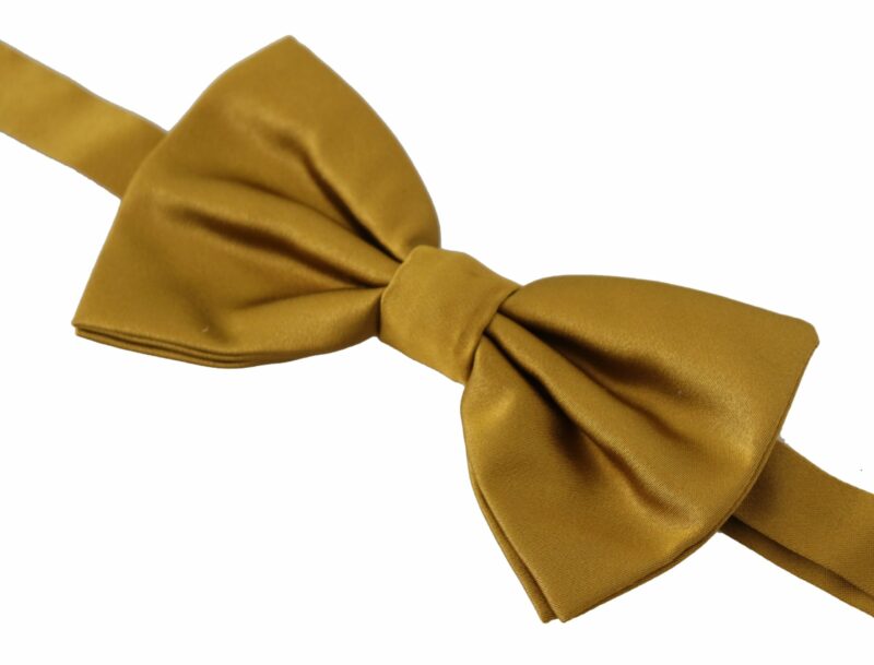 Dolce & Gabbana Elegant Mustard Silk Bow Tie - Image 2