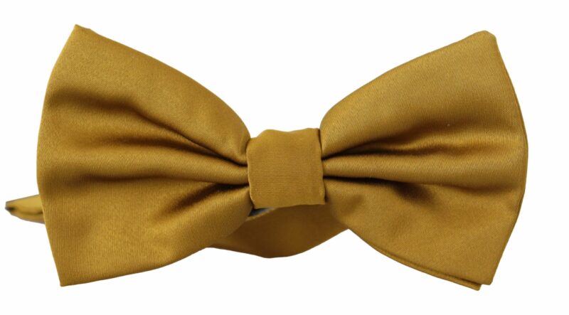 Dolce & Gabbana Elegant Mustard Silk Bow Tie - Image 3