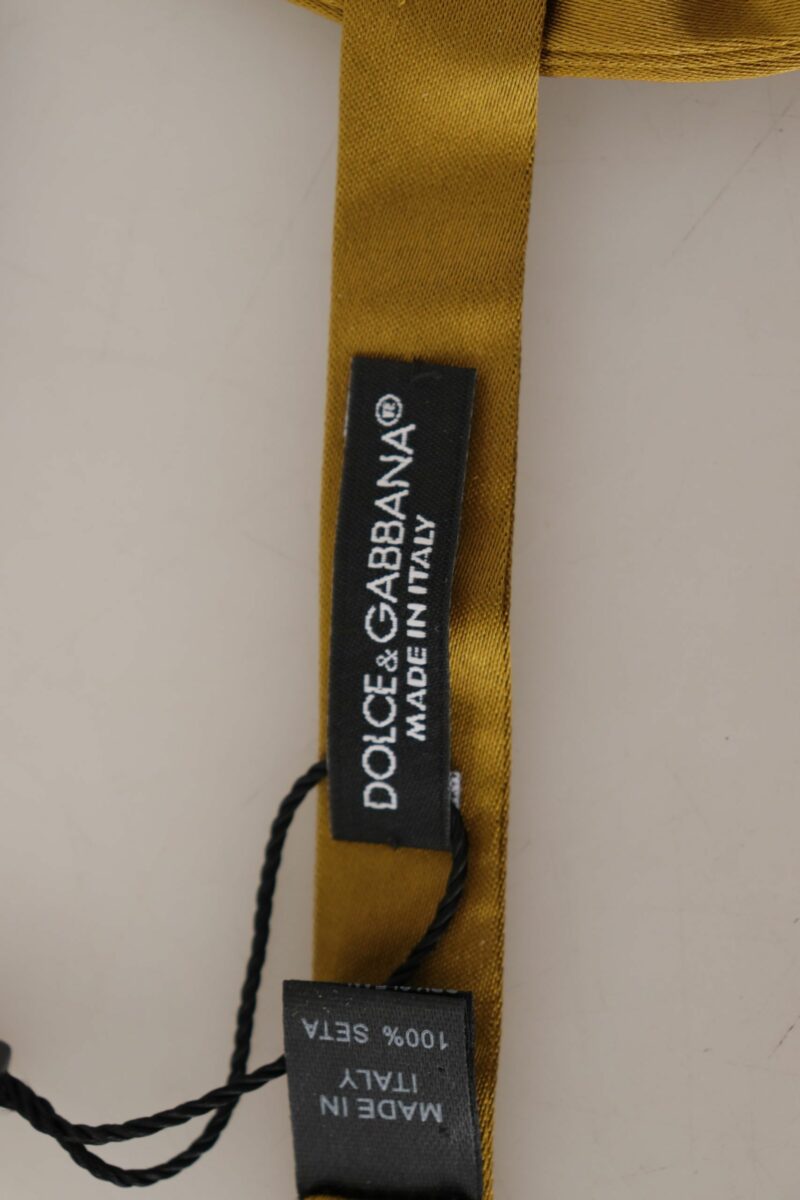 Dolce & Gabbana Elegant Mustard Silk Bow Tie - Image 5