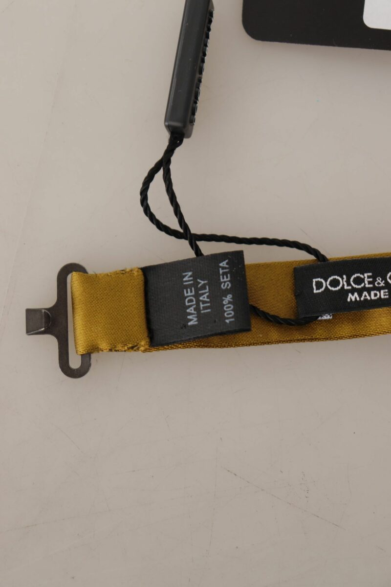 Dolce & Gabbana Elegant Mustard Silk Bow Tie - Image 6