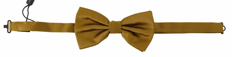 Dolce & Gabbana Elegant Mustard Silk Bow Tie - Image 4