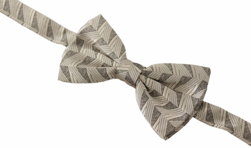 Dolce & Gabbana Elegant Silk Grey Bow Tie - Image 3
