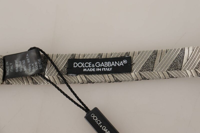 Dolce & Gabbana Elegant Silk Grey Bow Tie - Image 5