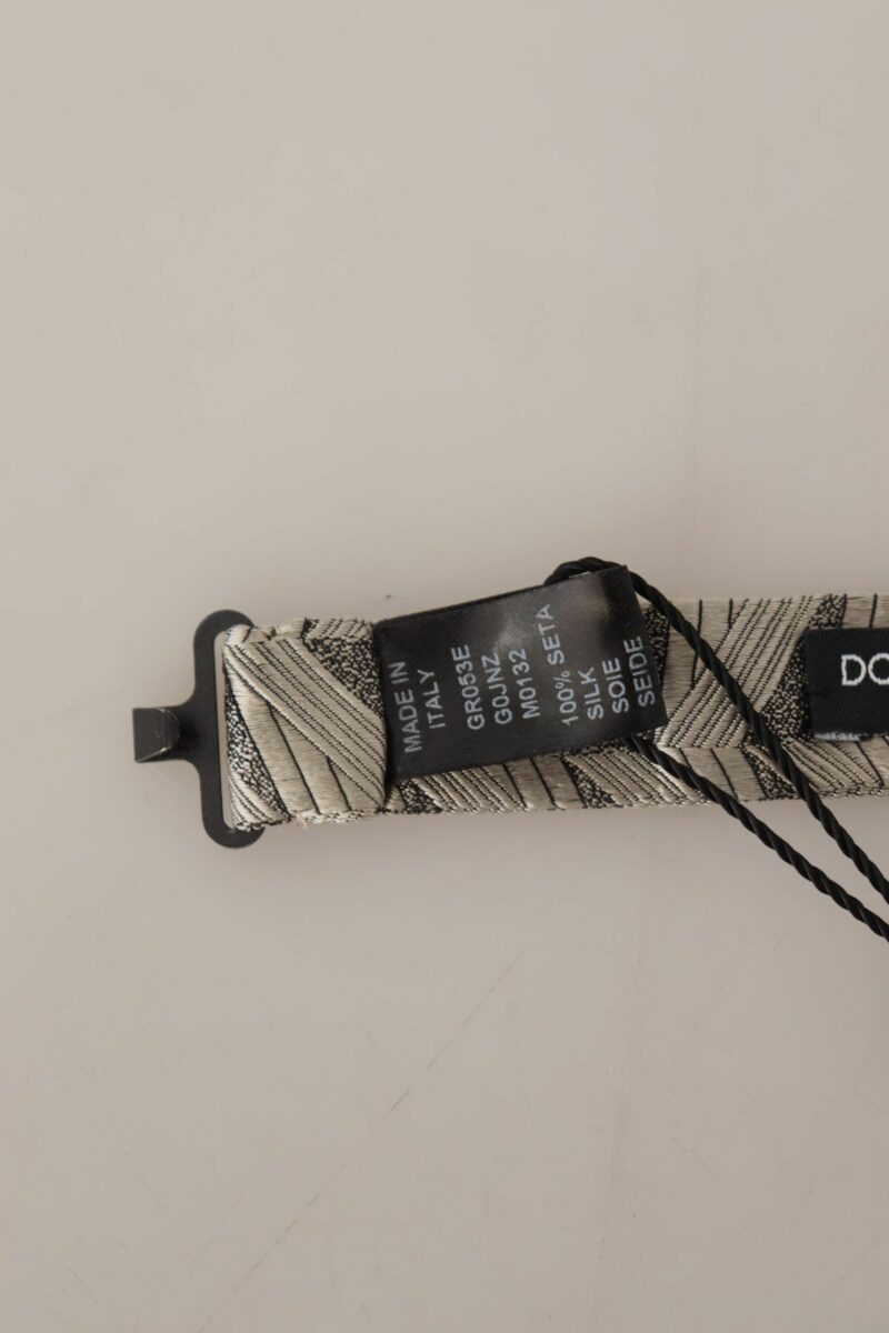 Dolce & Gabbana Elegant Silk Grey Bow Tie - Image 6