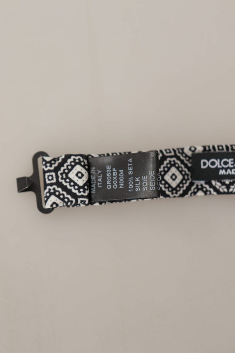 Dolce & Gabbana Elegant Silk Black Bow Tie - Image 5