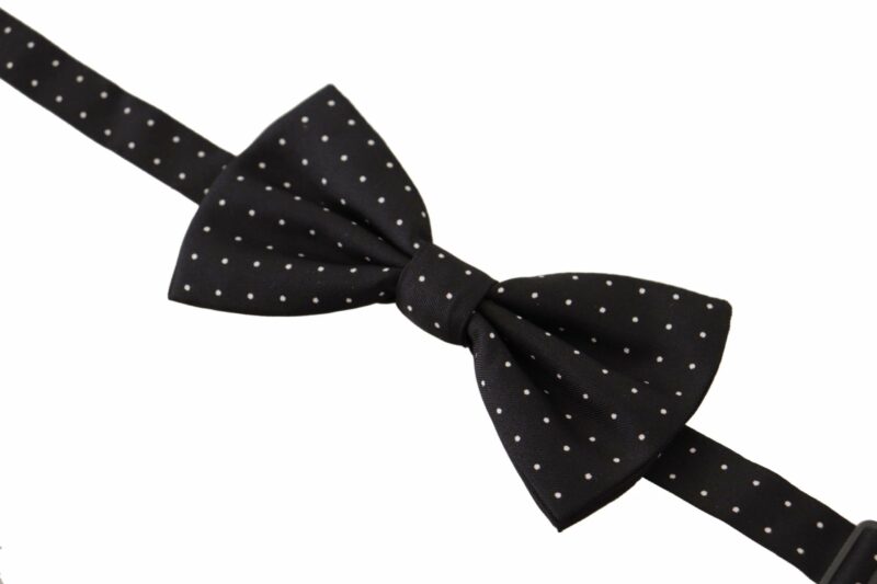 Dolce & Gabbana Elegant Black Polka Dot Silk Bow Tie - Image 2