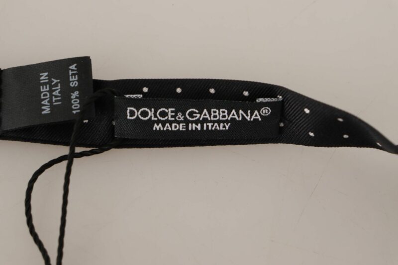 Dolce & Gabbana Elegant Black Polka Dot Silk Bow Tie - Image 3