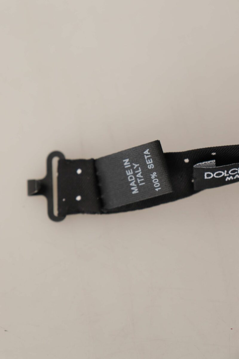 Dolce & Gabbana Elegant Black Polka Dot Silk Bow Tie - Image 4