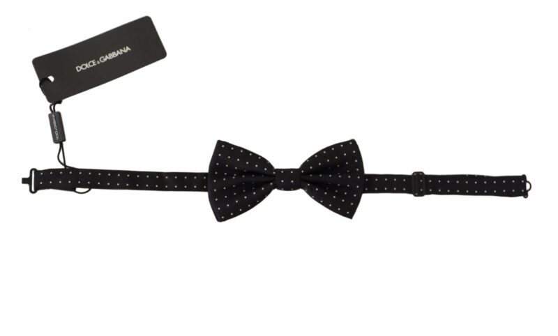 Dolce & Gabbana Elegant Black Polka Dot Silk Bow Tie - Image 5
