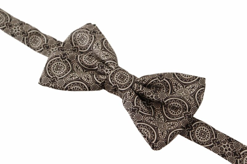 Dolce & Gabbana Elegant Silk Black & White Bow Tie - Image 2
