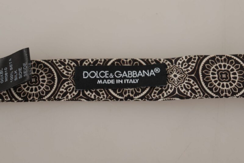 Dolce & Gabbana Elegant Silk Black & White Bow Tie - Image 5