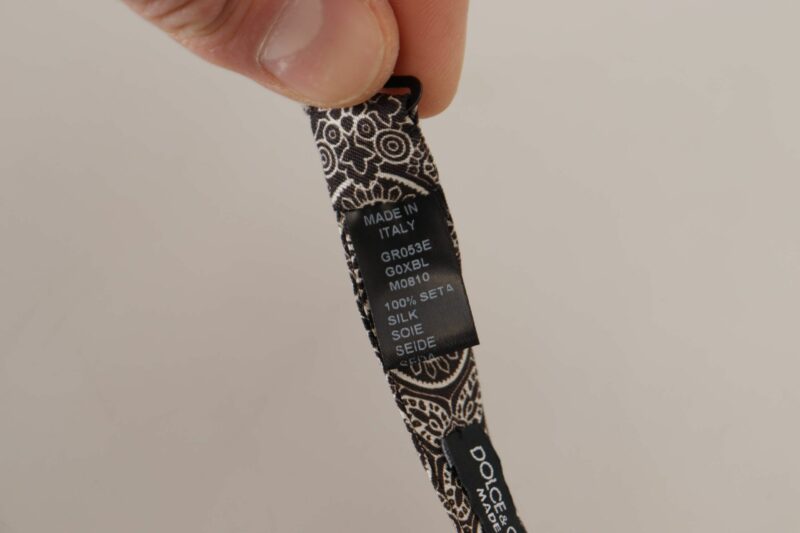 Dolce & Gabbana Elegant Silk Black & White Bow Tie - Image 6