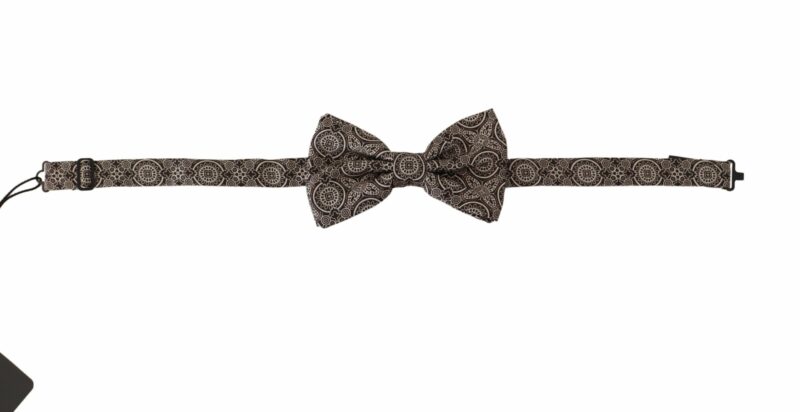 Dolce & Gabbana Elegant Silk Black & White Bow Tie - Image 3