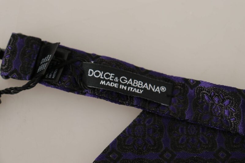 Dolce & Gabbana Elegant Blue Geometric Silk Bow Tie - Image 4
