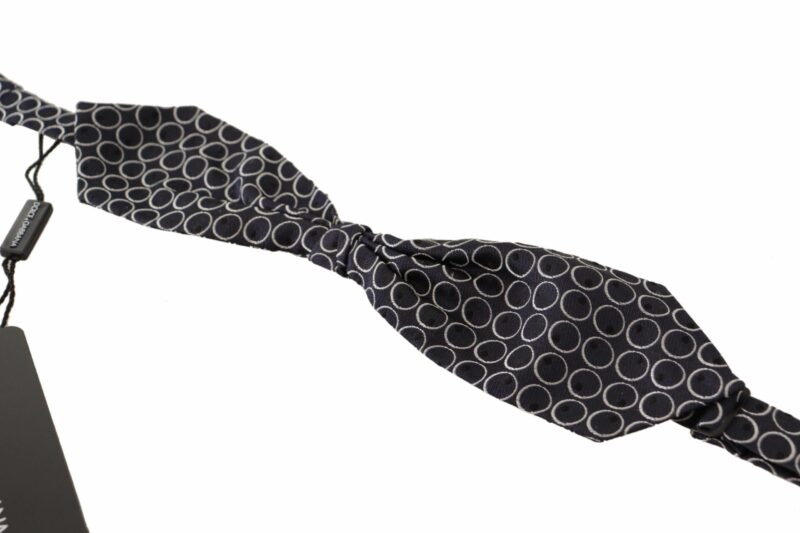 Dolce & Gabbana Elegant Black and White Silk Bow Tie - Image 2