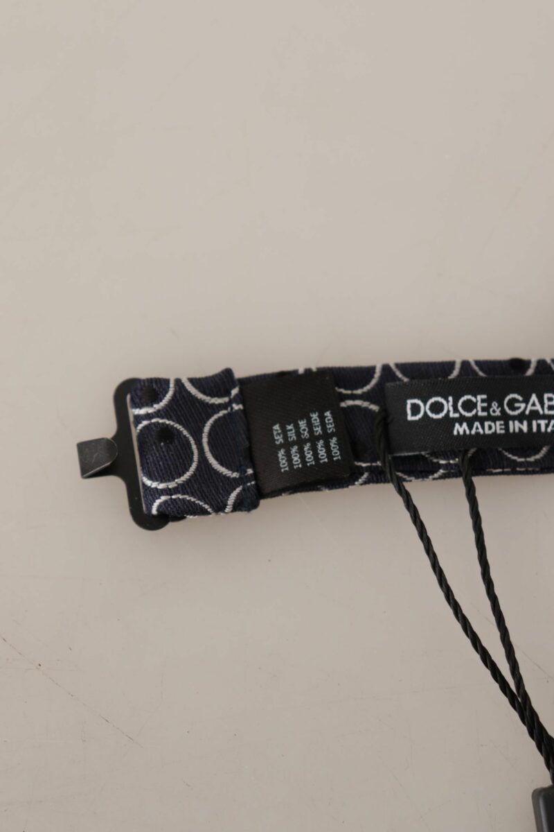 Dolce & Gabbana Elegant Black and White Silk Bow Tie - Image 5