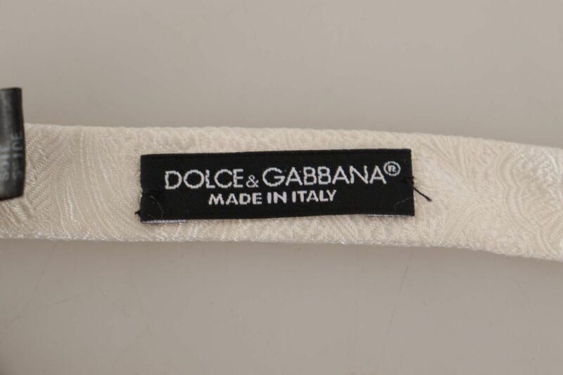 Dolce & Gabbana Elegant White Silk Bow Tie - Image 5