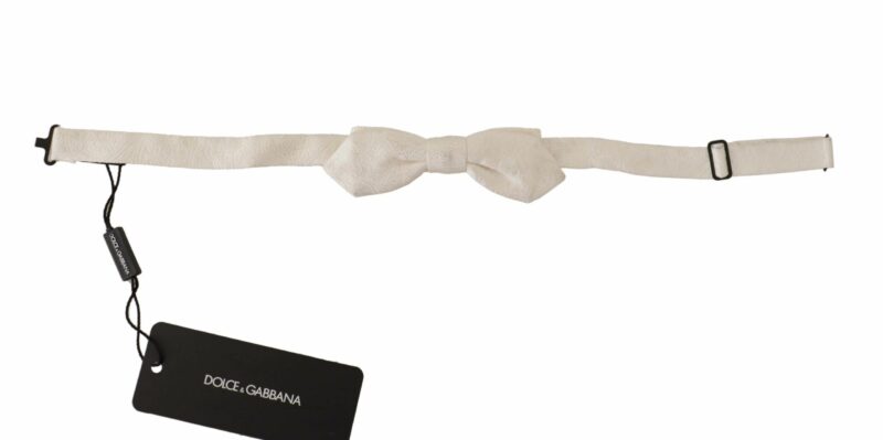 Dolce & Gabbana Elegant White Silk Bow Tie - Image 2