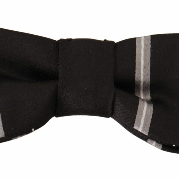 Dolce & Gabbana Elegant Silk Bow Tie in Black and Grey