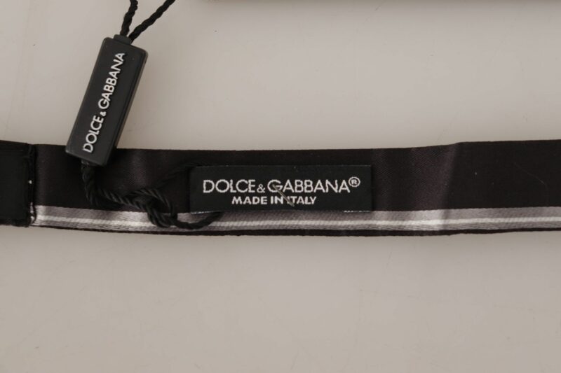 Dolce & Gabbana Elegant Silk Bow Tie in Black and Grey - Image 4
