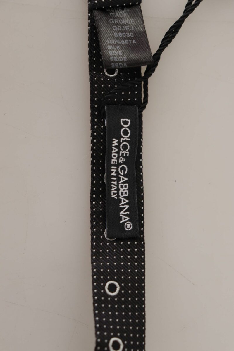 Dolce & Gabbana Polka Dot Silk Bow Tie in Black and White - Image 5
