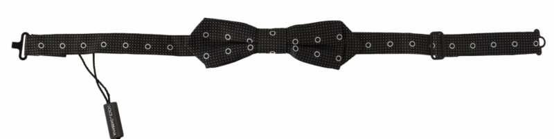 Dolce & Gabbana Polka Dot Silk Bow Tie in Black and White - Image 4