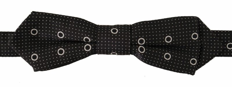 Dolce & Gabbana Polka Dot Silk Bow Tie in Black and White - Image 3