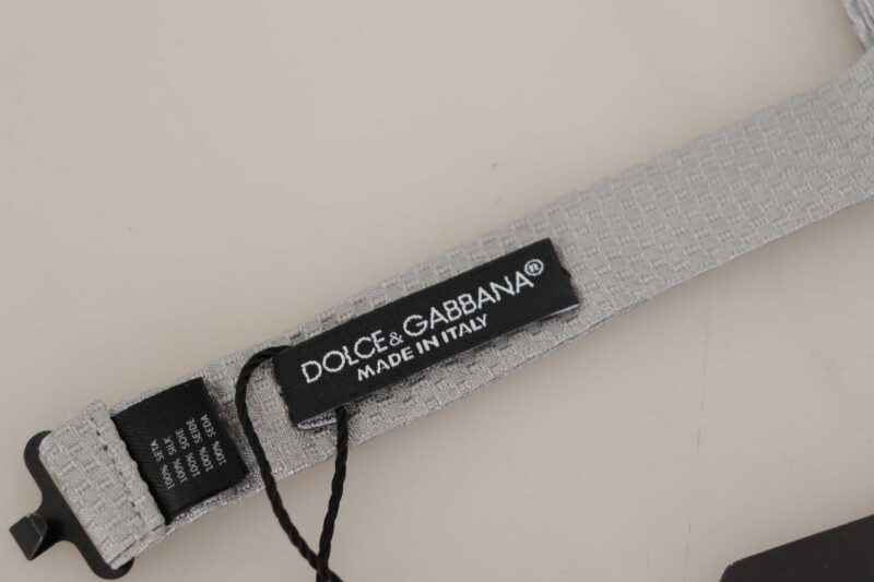 Dolce & Gabbana Chic Gray Silk Bow Tie - Image 5