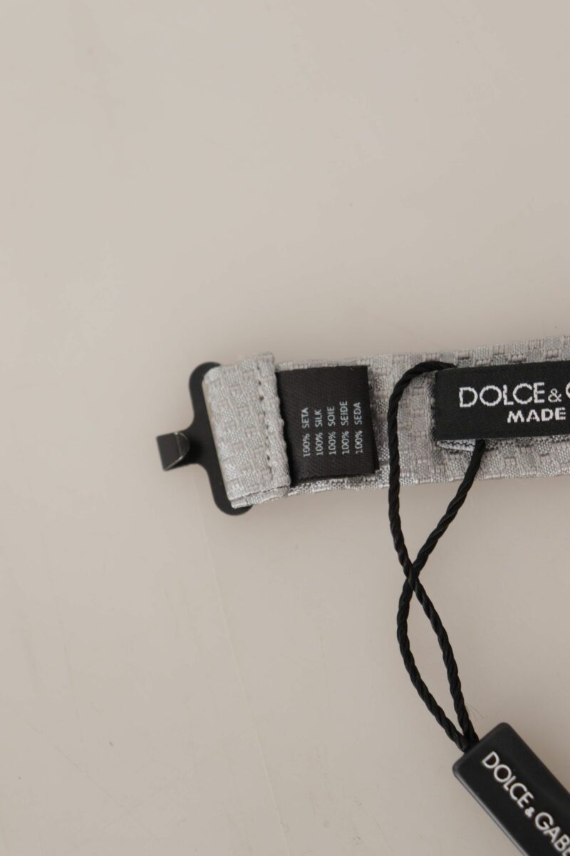 Dolce & Gabbana Chic Gray Silk Bow Tie - Image 6