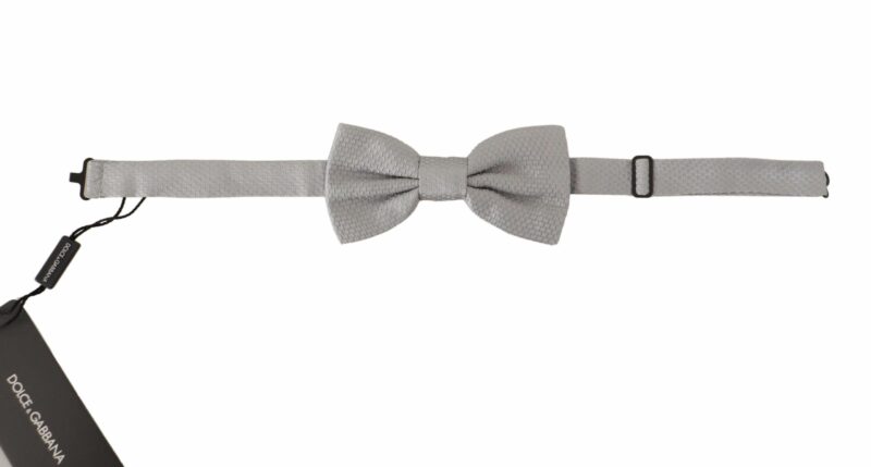 Dolce & Gabbana Chic Gray Silk Bow Tie - Image 3