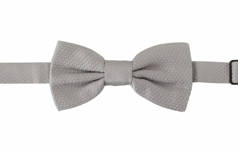 Dolce & Gabbana Chic Gray Silk Bow Tie - Image 4