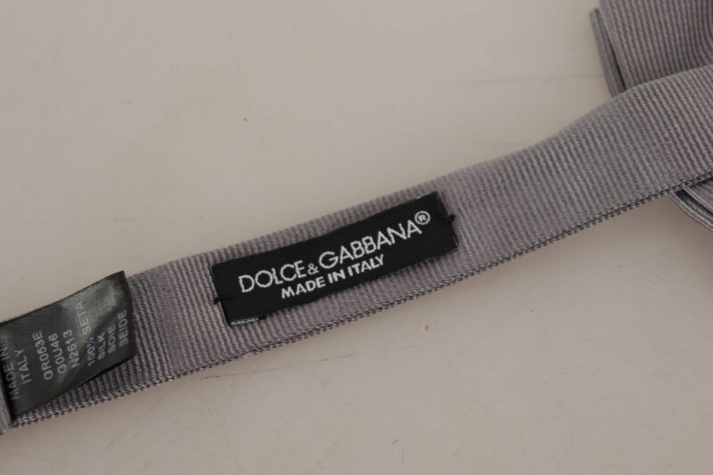 Dolce & Gabbana Elegant Gray Silk Bow Tie - Image 6