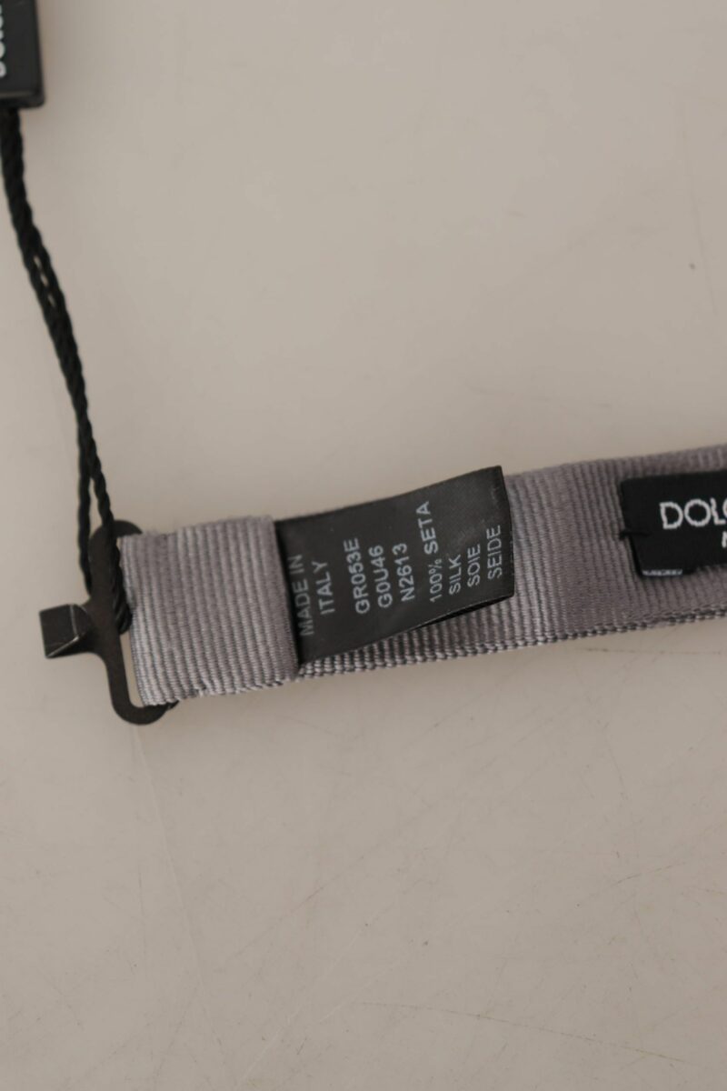 Dolce & Gabbana Elegant Gray Silk Bow Tie - Image 5