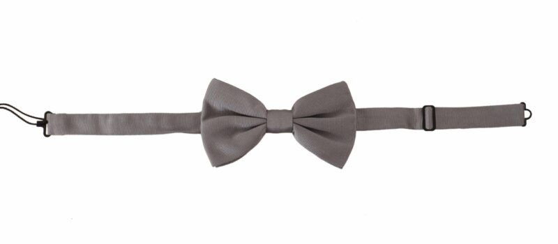 Dolce & Gabbana Elegant Gray Silk Bow Tie - Image 2