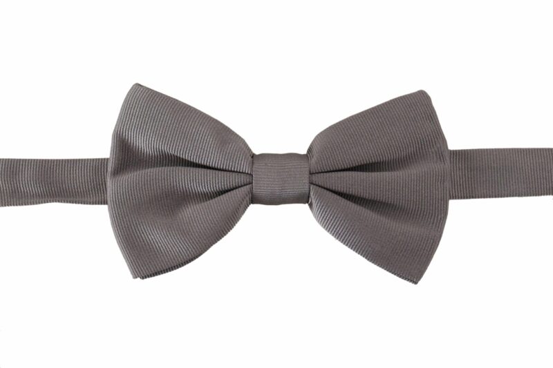 Dolce & Gabbana Elegant Gray Silk Bow Tie - Image 3
