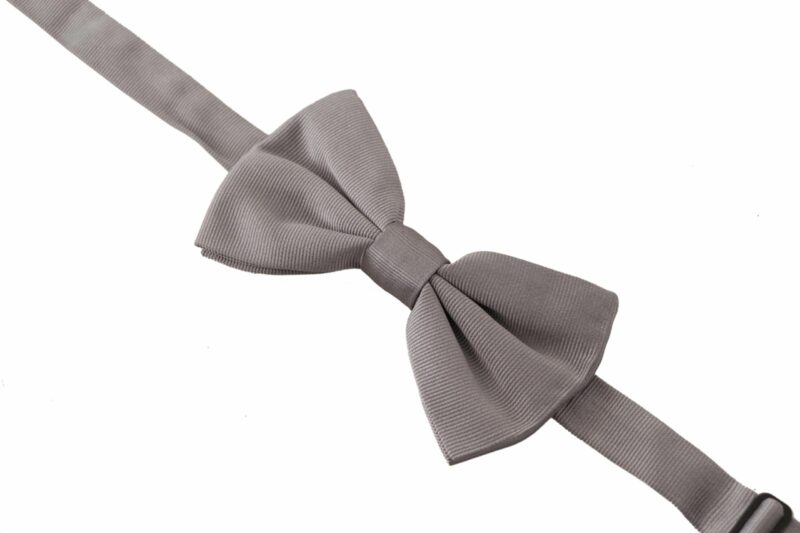 Dolce & Gabbana Elegant Gray Silk Bow Tie - Image 4