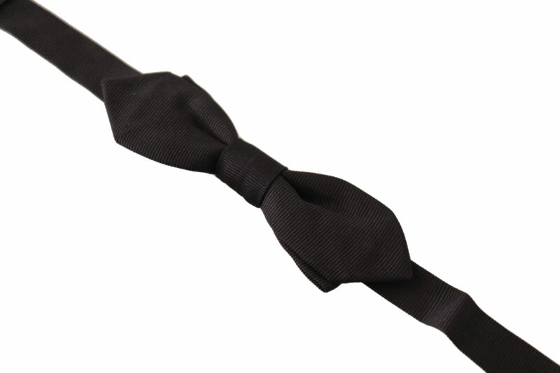 Dolce & Gabbana Elegant Black Silk Bow Tie - Image 2