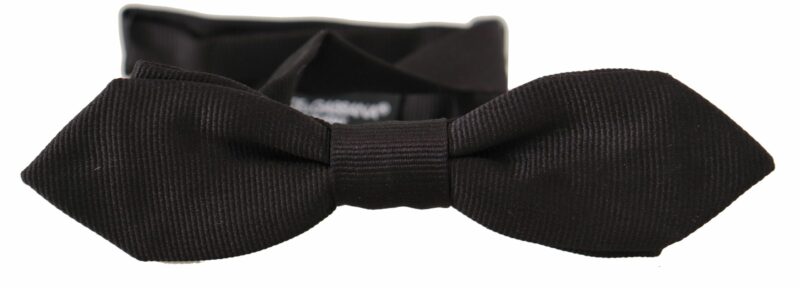Dolce & Gabbana Elegant Black Silk Bow Tie - Image 4