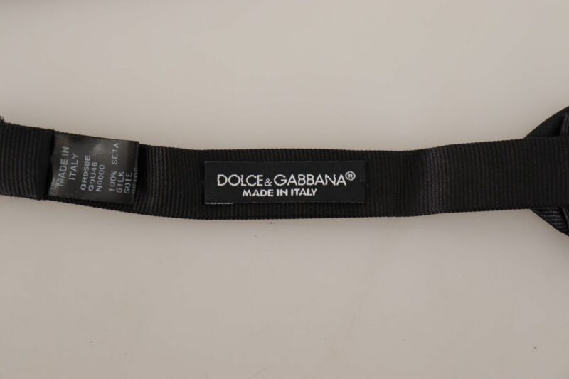 Dolce & Gabbana Elegant Black Silk Bow Tie - Image 5