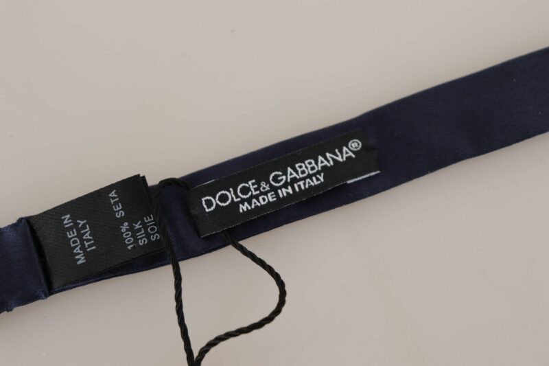Dolce & Gabbana Stunning Silk Blue Bow Tie - Image 4