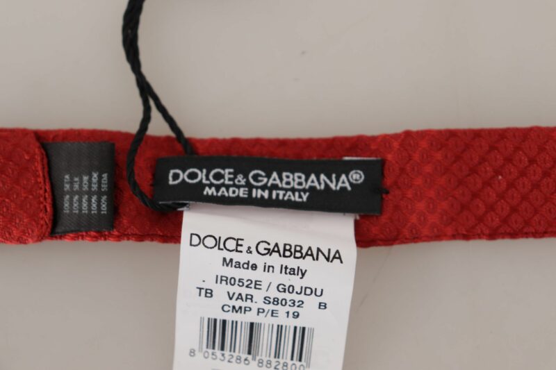 Dolce & Gabbana Elegant Red Silk Bow Tie - Image 4